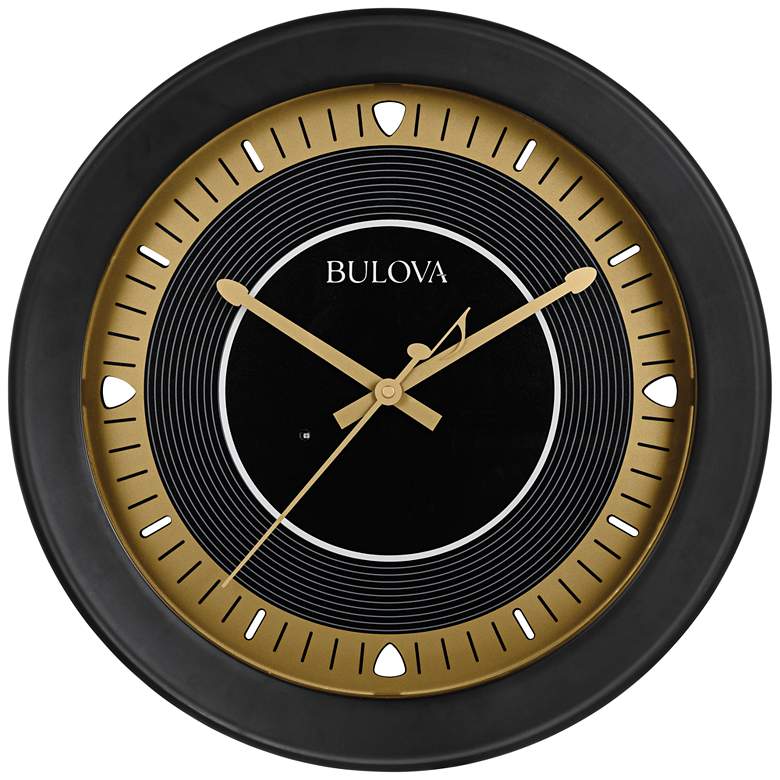 Image 1 Long Play Satin Black 18" Round Bluetooth Outdoor Wall Clock