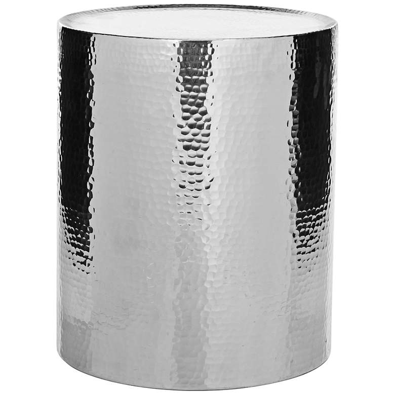 Image 2 Longano 17 1/2" Wide Polished Aluminum Drum Table
