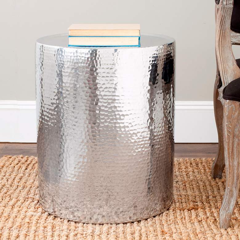 Image 1 Longano 17 1/2" Wide Polished Aluminum Drum Table