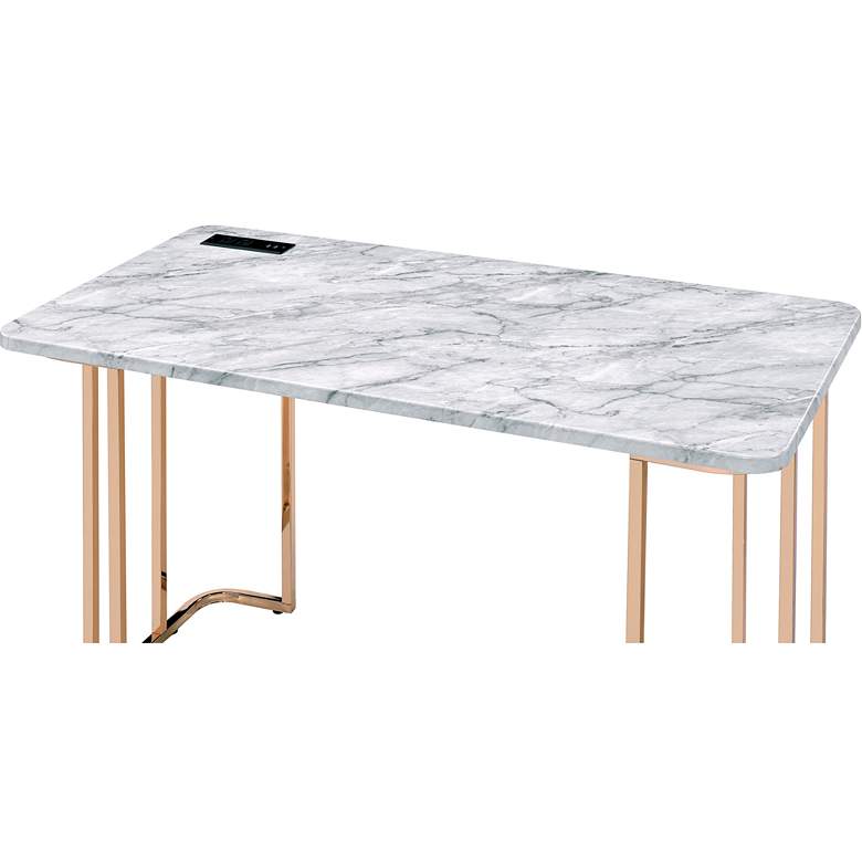 Image 3 Longbarrow 47 1/4"W White Gold Metal Writing Desk w/ Outlet more views
