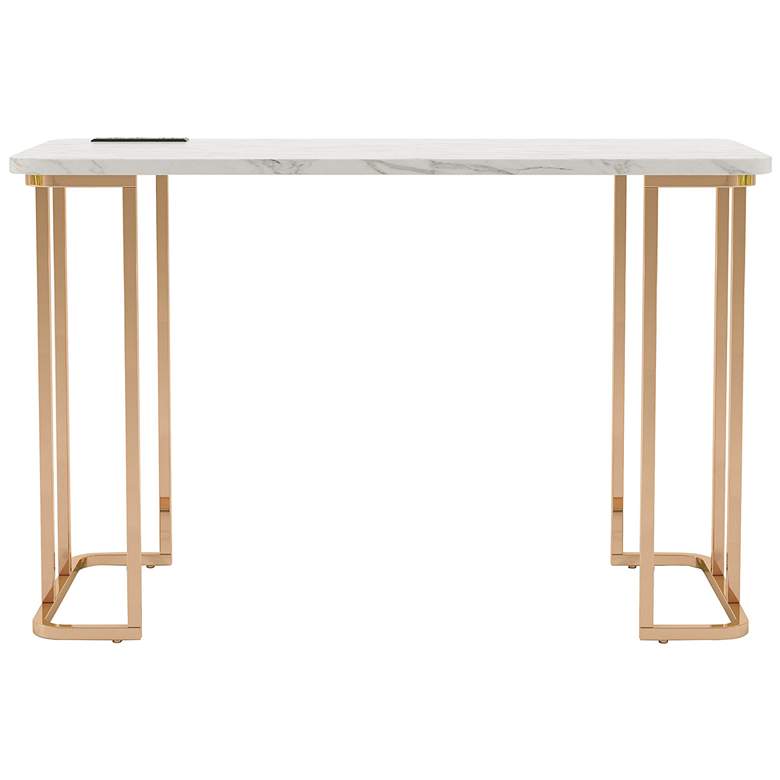 Image 6 Longbarrow 47 1/4"W White Gold Metal Writing Desk w/ Outlet more views
