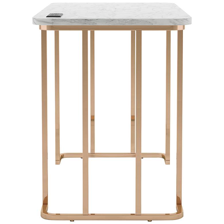 Image 7 Longbarrow 47 1/4"W White Gold Metal Writing Desk w/ Outlet more views
