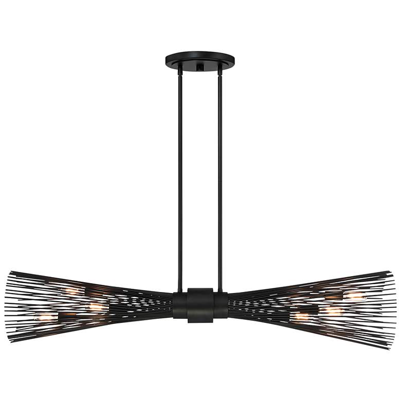 Image 1 Longfellow 42" Wide Matte Black 6-Light Linear Chandelier