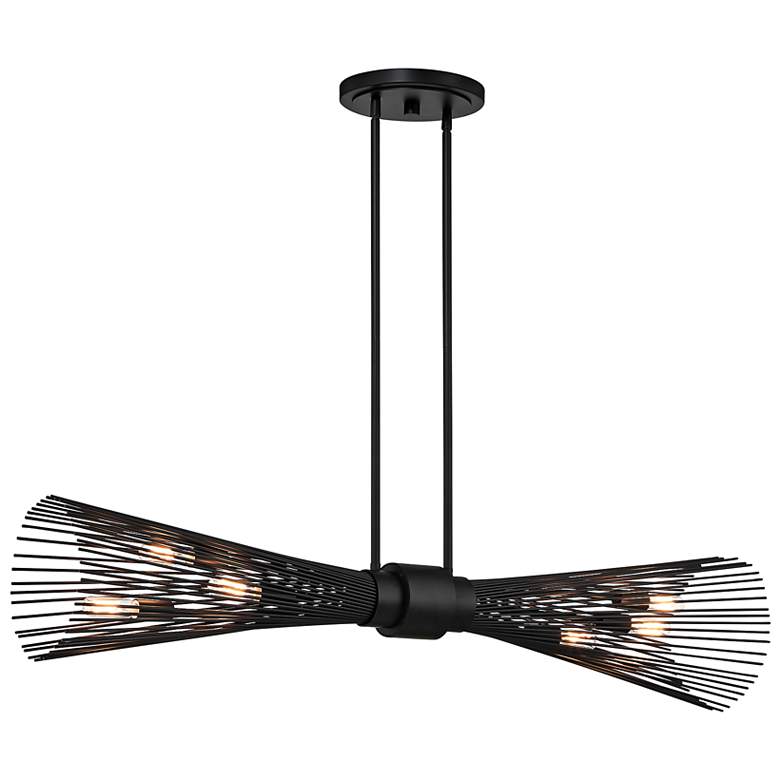 Image 4 Longfellow 42" Wide Matte Black 6-Light Linear Chandelier more views