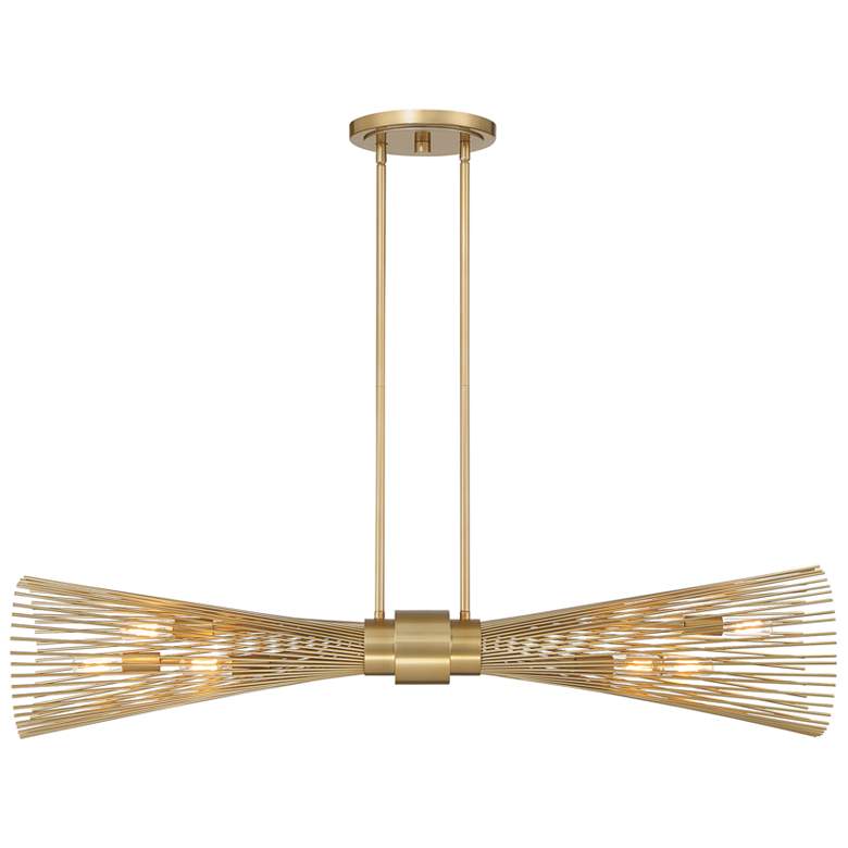 Image 1 Longfellow 6-Light Linear Chandelier in Burnished Brass