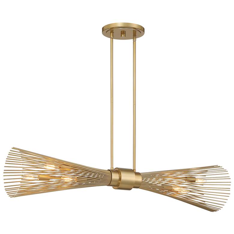 Image 3 Longfellow 6-Light Linear Chandelier in Burnished Brass more views