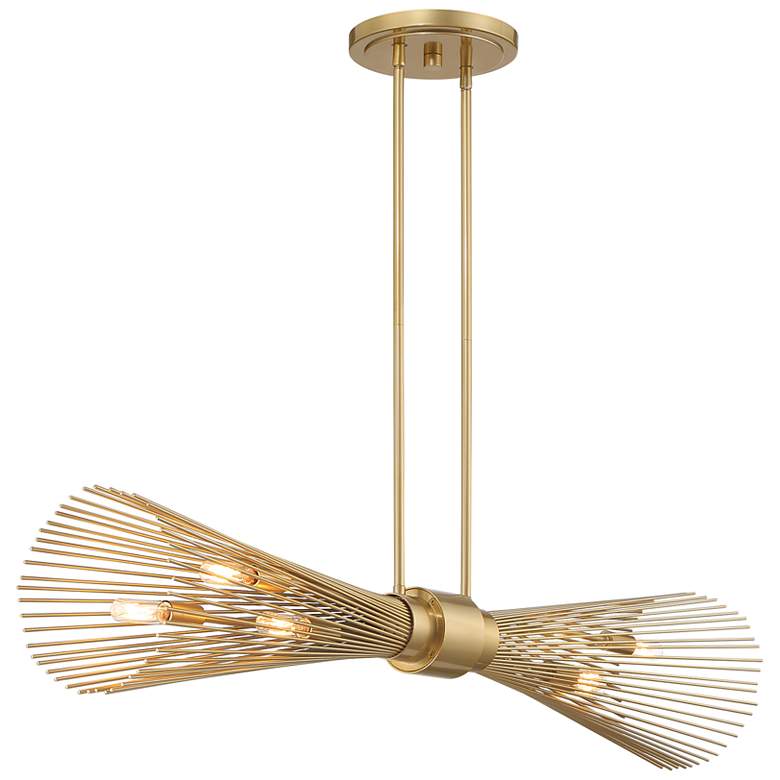 Image 4 Longfellow 6-Light Linear Chandelier in Burnished Brass more views