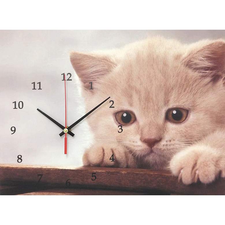 Image 1 Longing Cat 16 inch Wide Wall Clock
