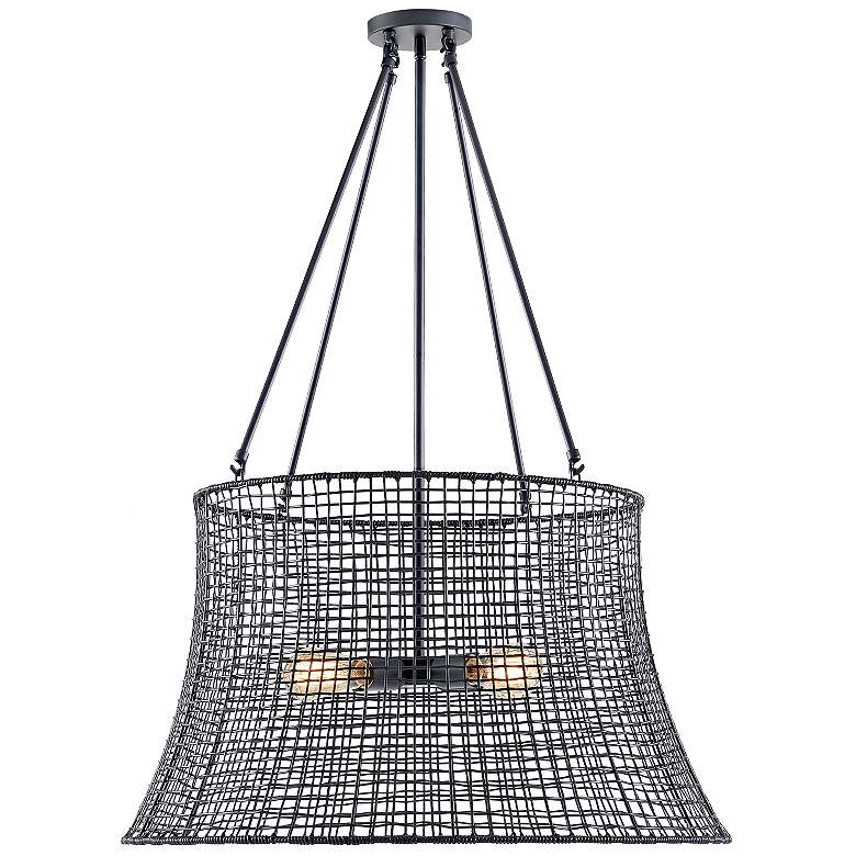 Image 1 Longleaf 40" High Matte Black 4-Light Outdoor Hanging Light