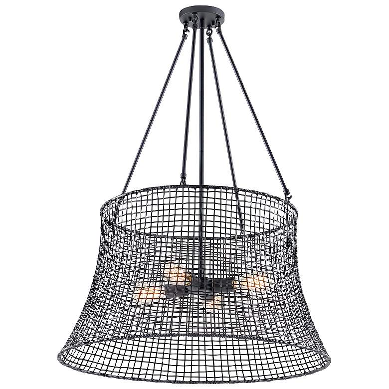 Image 5 Longleaf 40" High Matte Black 4-Light Outdoor Hanging Light more views