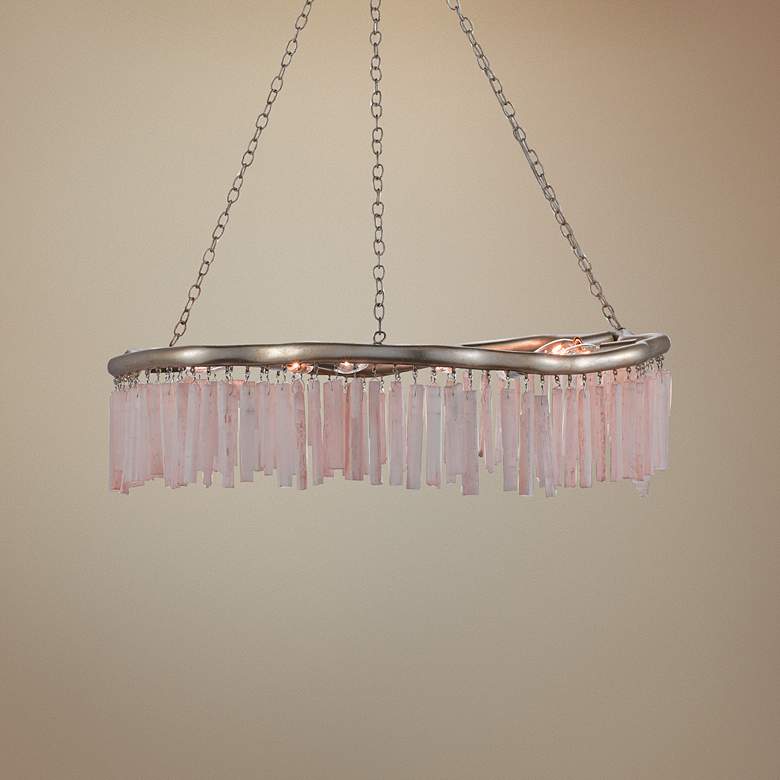 Image 1 Longuette 31" Wide Silver Leaf and Selenite Chandelier