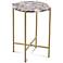 Lonna 16" Wide Gold Round Accent Table with Agate Stone