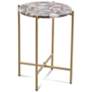 2_Lonna 16" Wide Gold Round Accent Table with Agate Stone more views