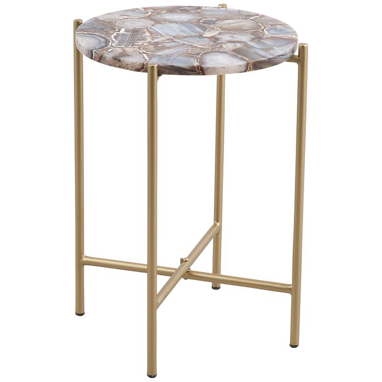 Image 1 Lonna 21" Gold and Agate Accent Table