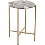 Lonna 21" Gold and Agate Accent Table