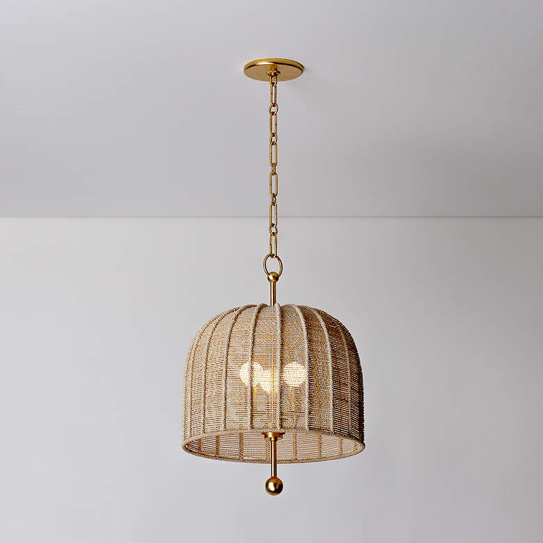Image 7 Lonnie 15 1/4"W Gold Leaf and Bleached Rope Pendant Light more views