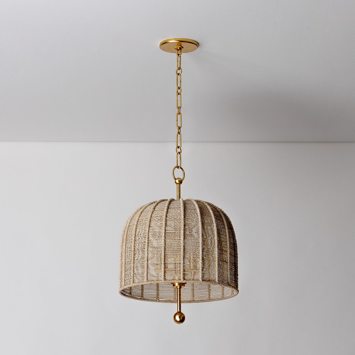Lonnie 15 1/4"W Gold Leaf and Bleached Rope Pendant Light in scene