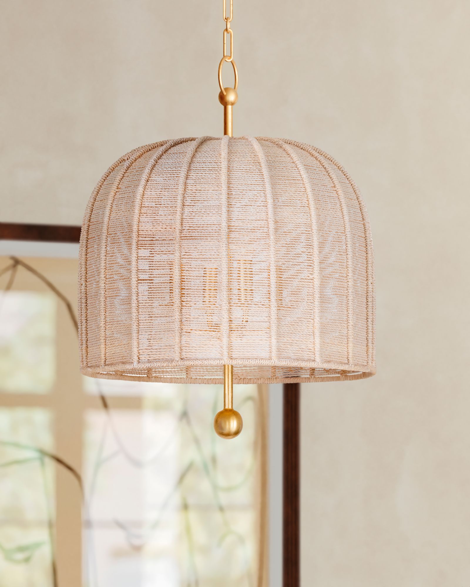 Lonnie 15 1/4"W Gold Leaf and Bleached Rope Pendant Light in scene