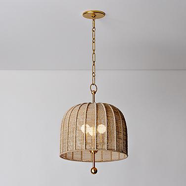 Lonnie 15 1/4"W Gold Leaf and Bleached Rope Pendant Light