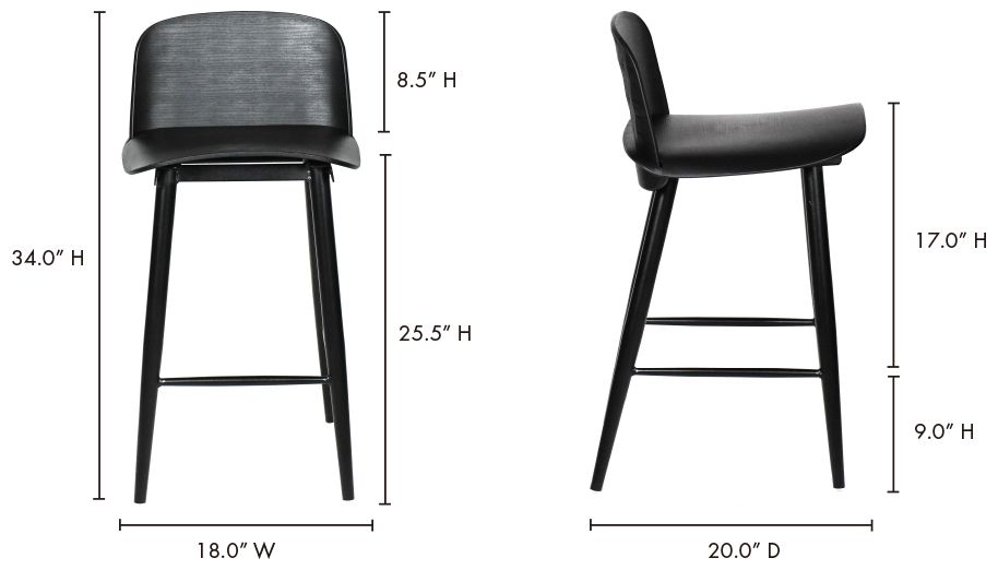 Looey Counter Stool Black - Set Of Two