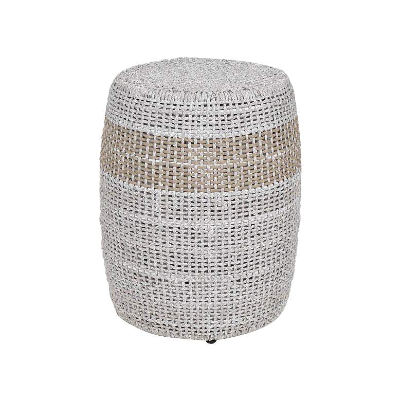 Image 1 Loom 16 1/2"W Taupe and White Flat Rope Outdoor Accent Table
