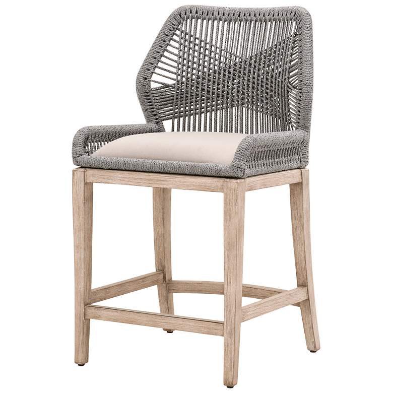 Image 4 Loom 26" Light Gray Fabric Woven Counter Stool more views
