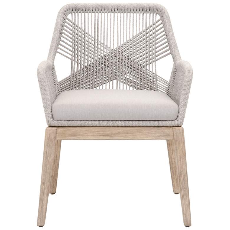 Image 1 Loom Arm Chair, Taupe &#38; White Flat Rope, Performance Pumice, Set of 2