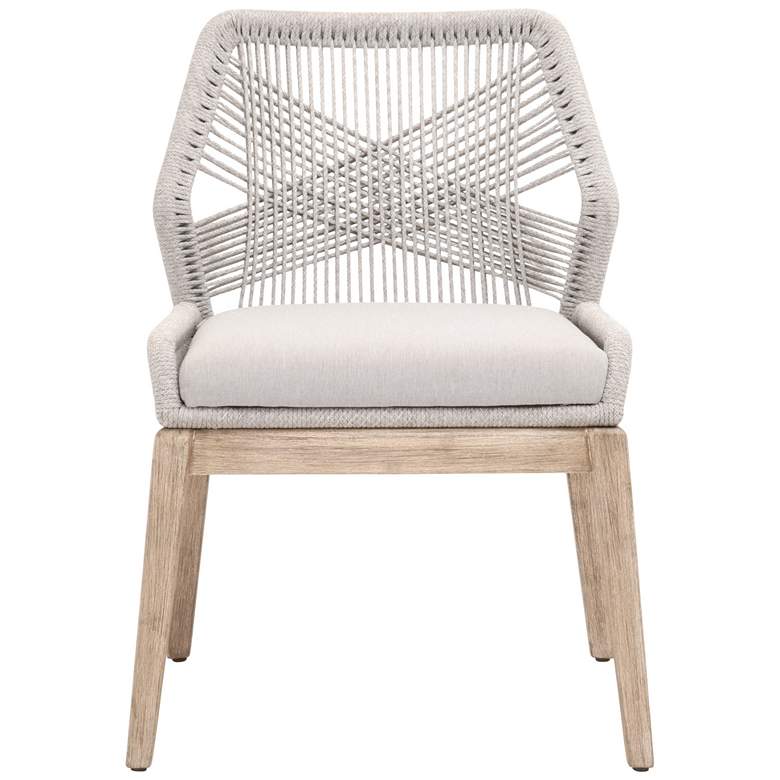Image 1 Loom Dining Chair, Taupe & White Flat Rope, Performance Pumice, Set of 
