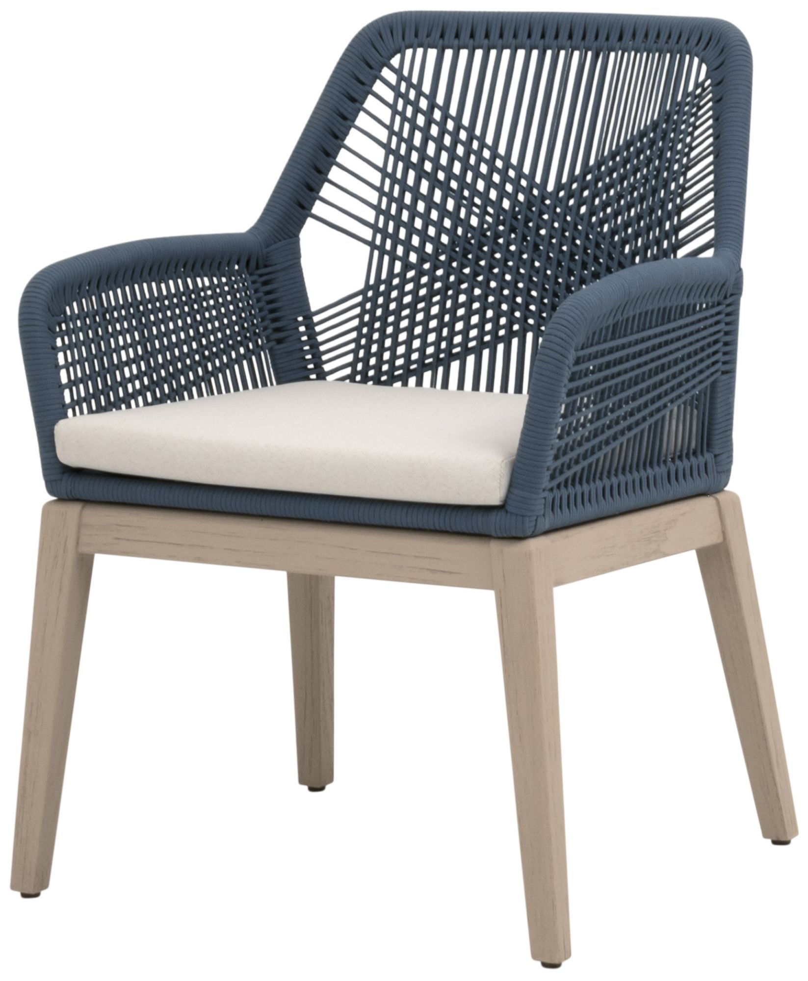 Image 2 Loom Outdoor Arm Chair, Steel Blue Flat Rope, Washed Ever Teak, Set of 2 more views