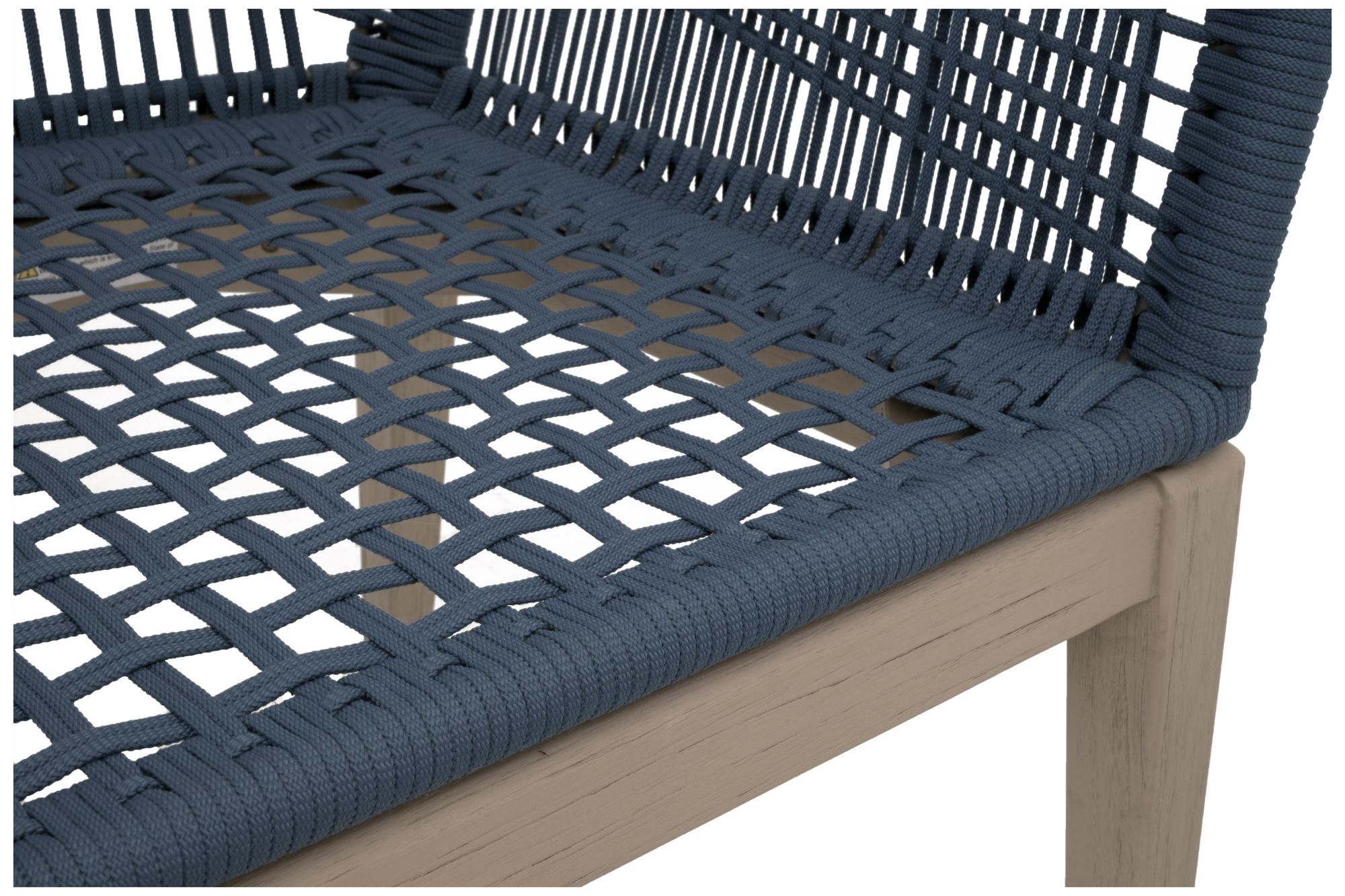 Loom Outdoor Arm Chair, Steel Blue Flat Rope, Washed Ever Teak, Set of 2
