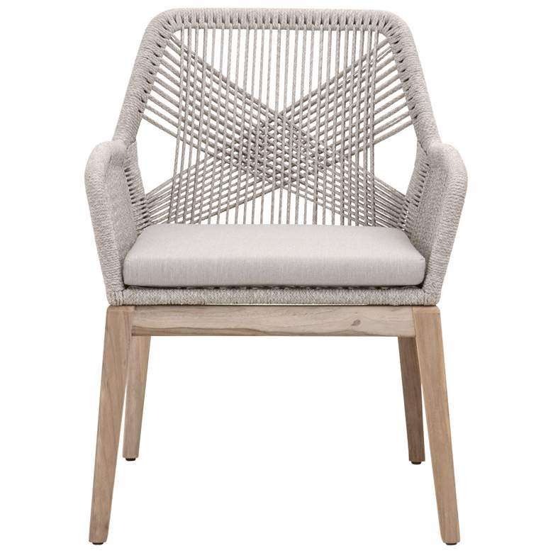 Image 1 Loom Outdoor Arm Chair, Taupe & White Rope, Performance Pumice, Set of 