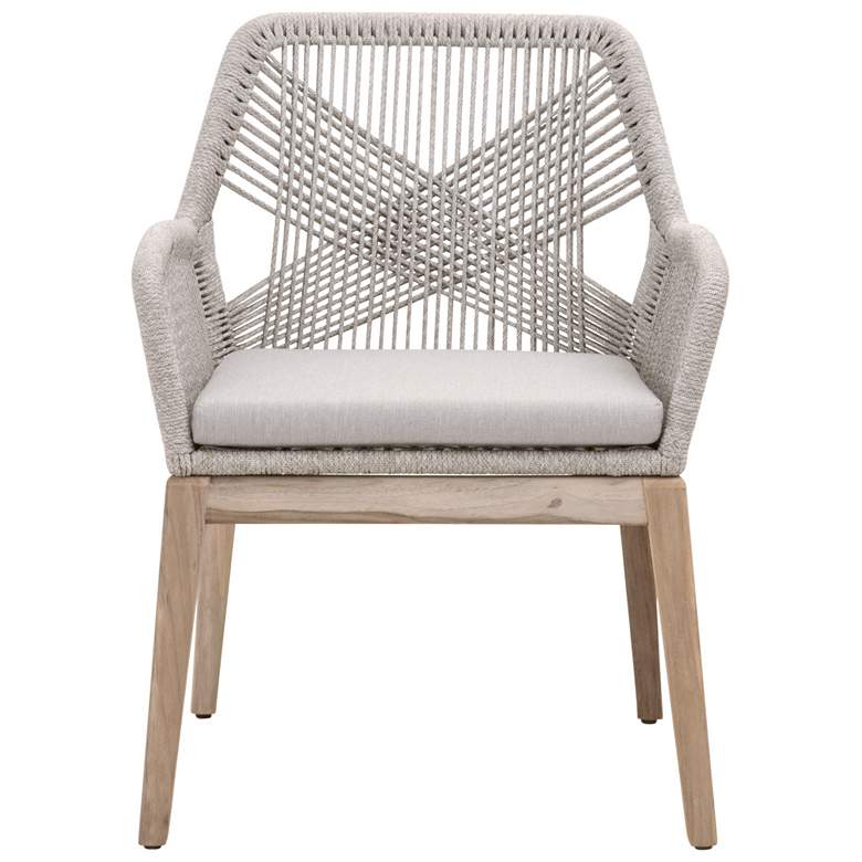 Image 1 Loom Outdoor Arm Chair, Taupe & White Rope, Performance Pumice, Set of