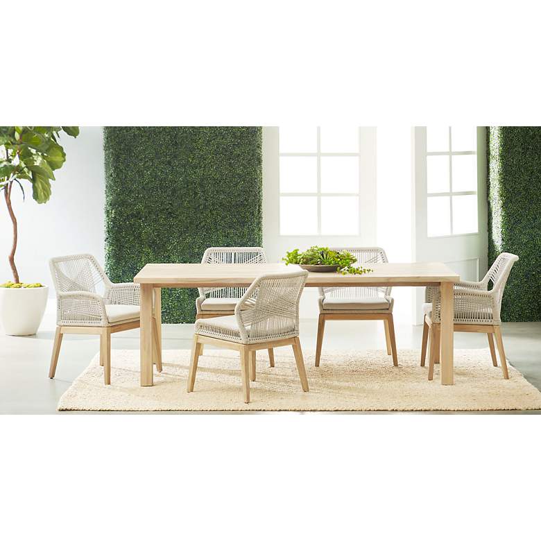 Image 7 Loom Outdoor Arm Chair, Taupe & White Rope, Performance Pumice, Set of more views