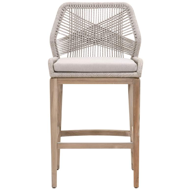 Image 1 Loom Outdoor Barstool, Taupe &#38; White Flat Rope, Performance Pumice