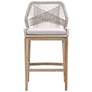 Loom Outdoor Barstool, Taupe &#38; White Flat Rope, Performance Pumice