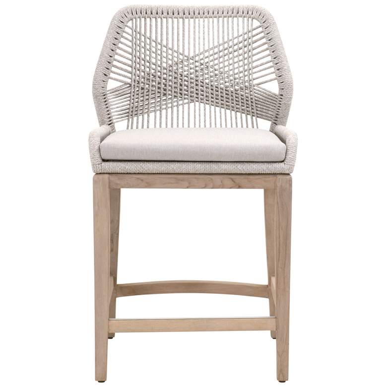 Image 1 Loom Outdoor Counter Stool, Taupe & White Flat Rope, Performance Pumice