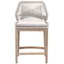 Loom Outdoor Counter Stool, Taupe &#38; White Flat Rope, Performance Pumice