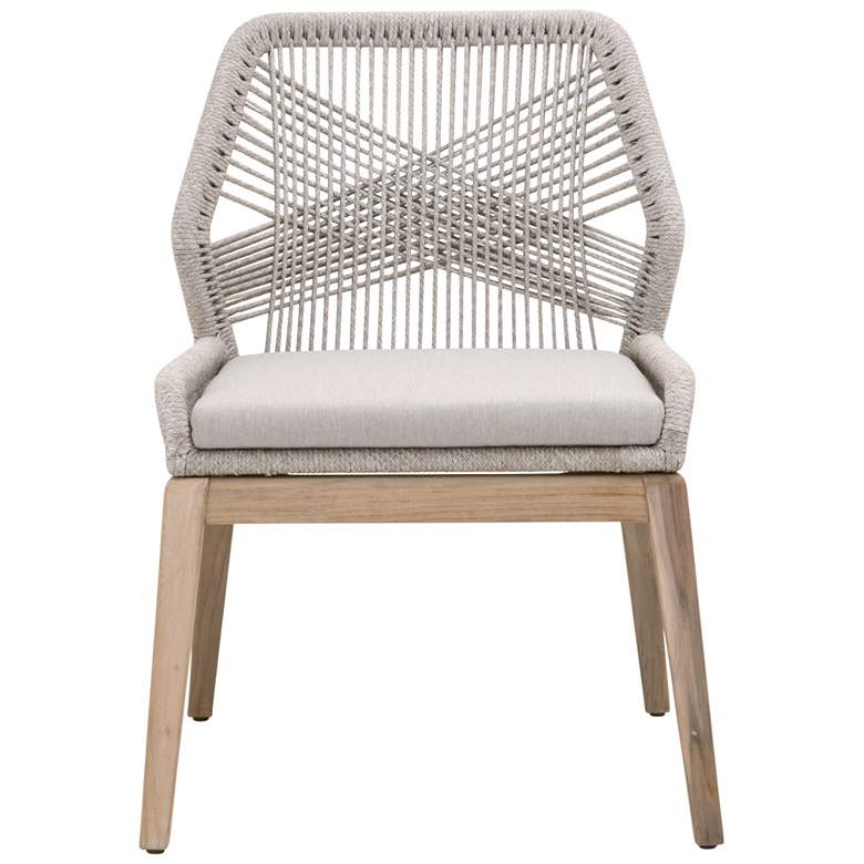 Image 1 Loom Outdoor Dining Chair, Taupe &#38; White Flat Rope, Set of 2
