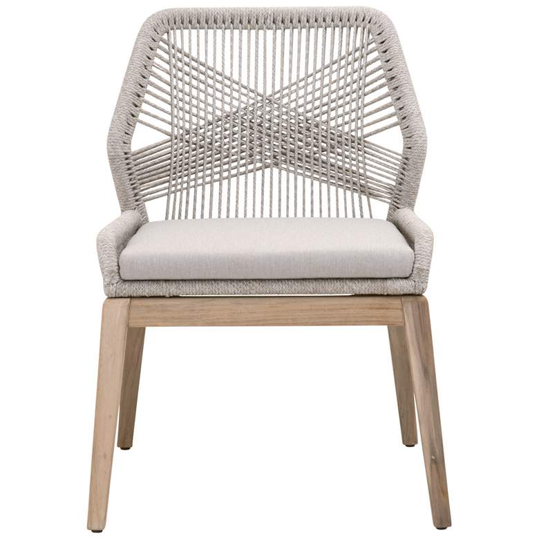 Image 1 Loom Outdoor Dining Chair, Taupe & White Flat Rope, Set of 2