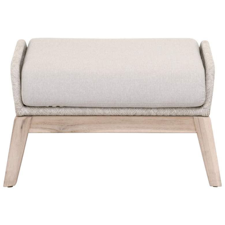 Image 1 Loom Outdoor Footstool, Taupe &#38; White Flat Rope, Performance Pumice