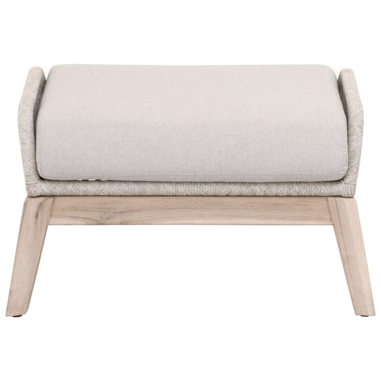 Image 1 Loom Outdoor Footstool, Taupe & White Flat Rope, Performance Pumice