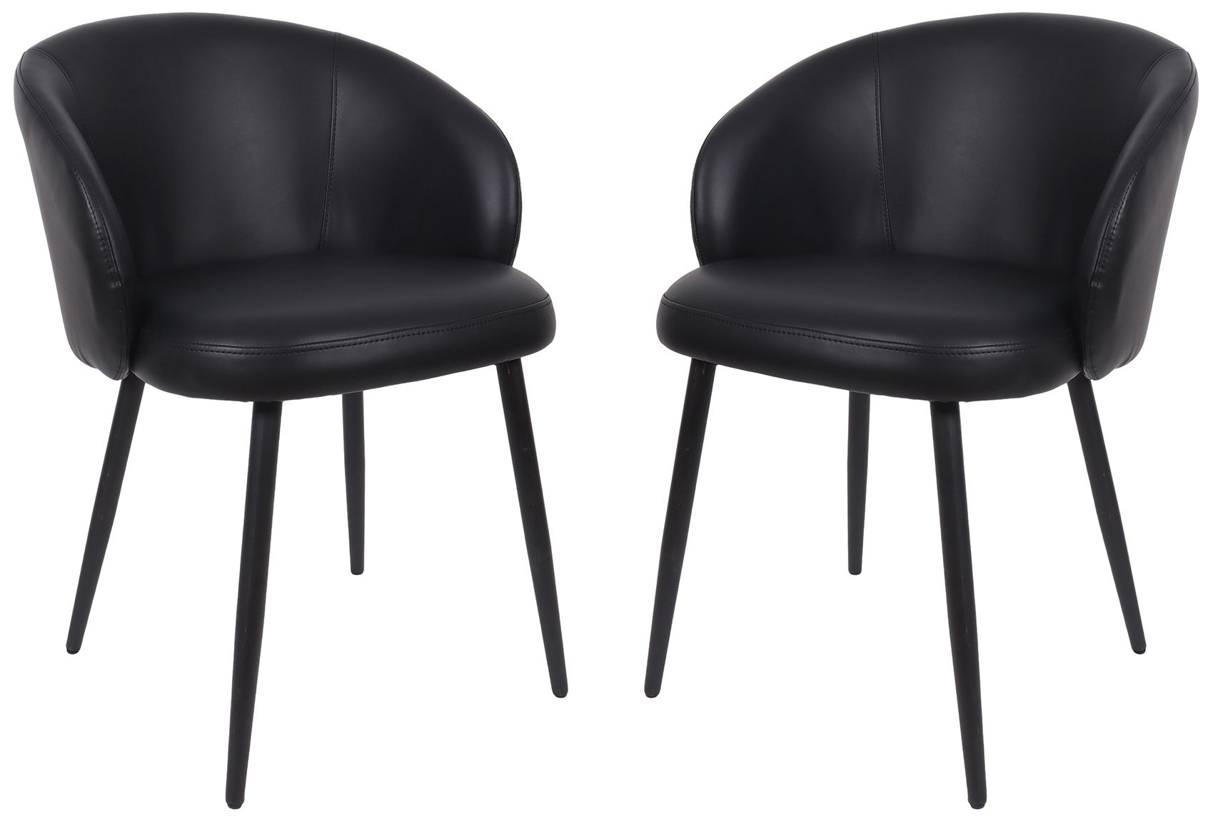 Image 2 Looma Modern Vegan Leather Metal Side Chair in Black - Set of 2 more views