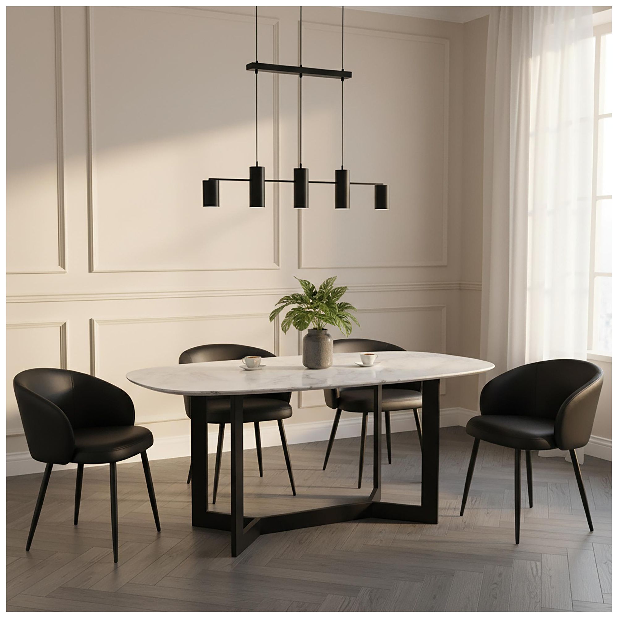 Image 3 Looma Modern Vegan Leather Metal Side Chair in Black - Set of 2 more views