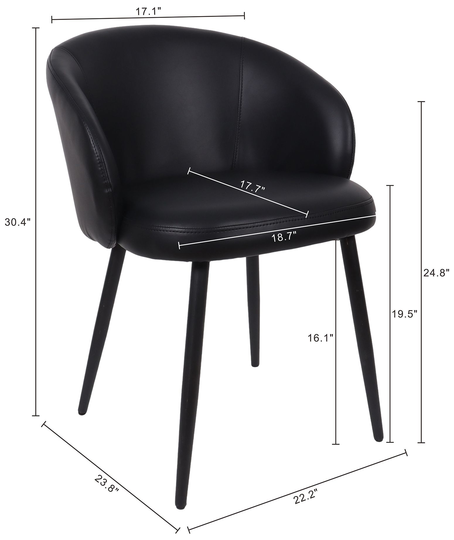 Image 4 Looma Modern Vegan Leather Metal Side Chair in Black - Set of 2 more views