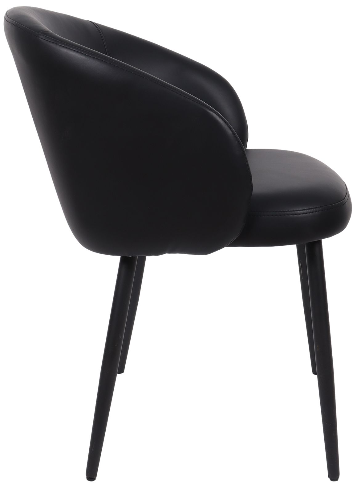 Looma Modern Vegan Leather Metal Side Chair in Black - Set of 2