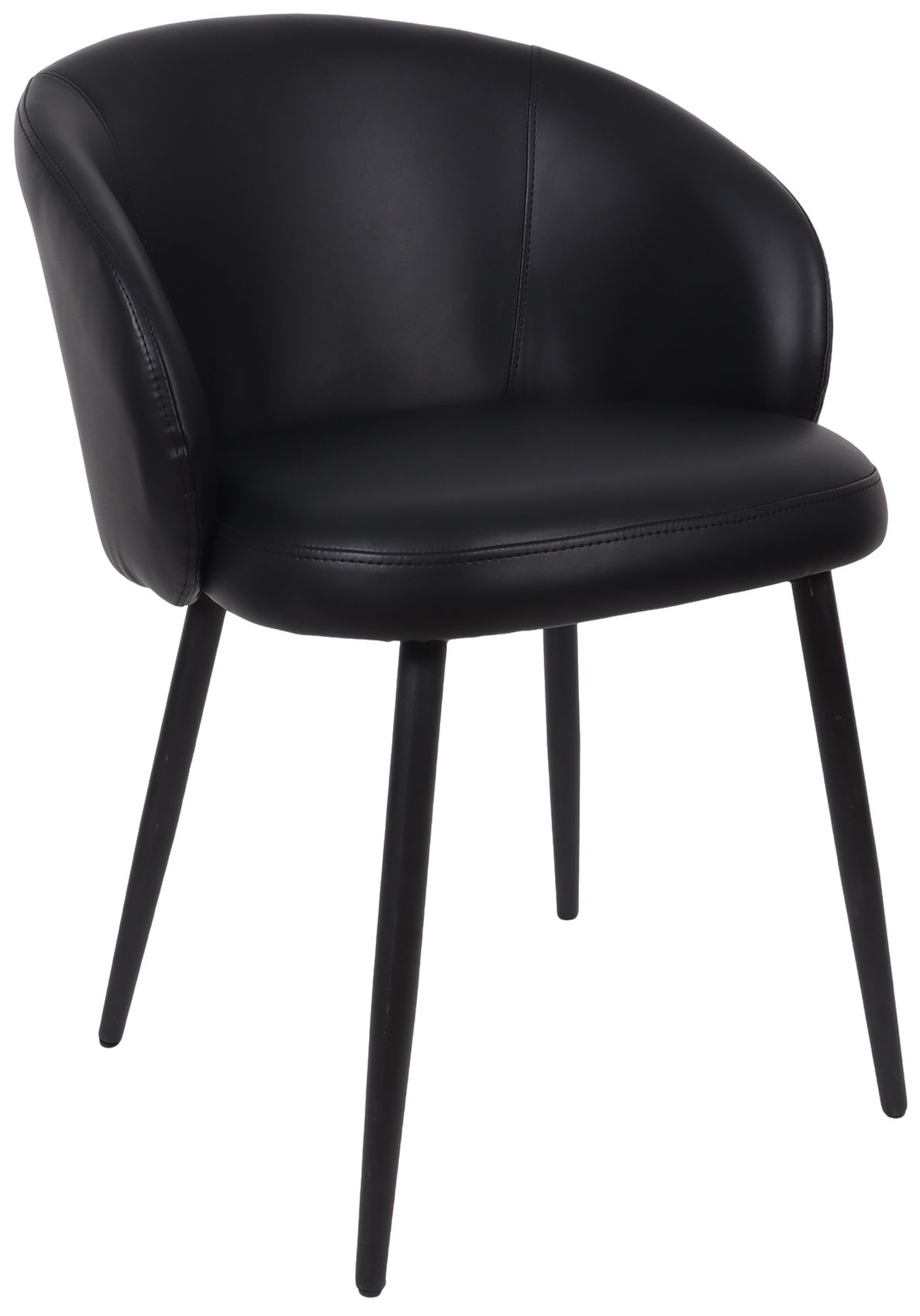 Looma Modern Vegan Leather Metal Side Chair in Black - Set of 2