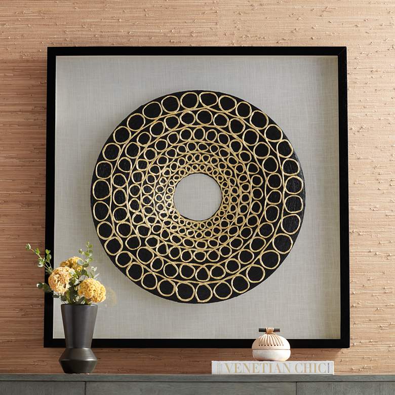 Image 1 Loop 35 1/2" Square Black Shadow Box Framed Wall Art