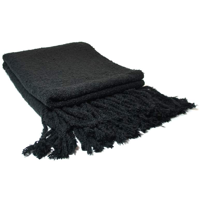 Image 1 Loop Mohair Black Throw Blanket