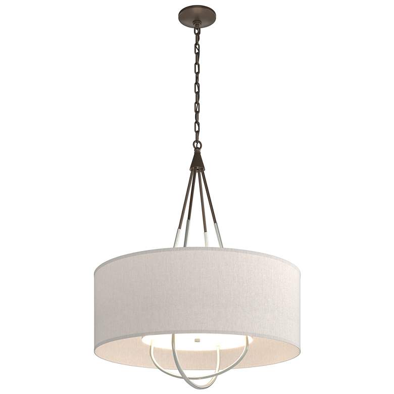 Image 1 Loop Pendant - Bronze Finish - Vintage Platinum Accents - Flax Shade