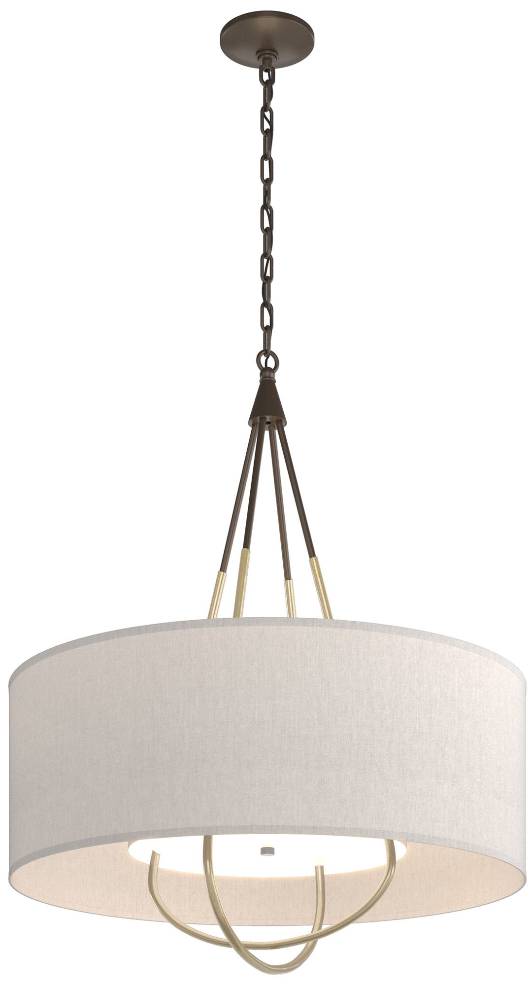 Loop Pendant - Bronze - Modern Brass - Flax Shade - Made to Order